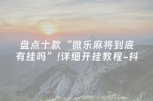 盘点十款“微乐麻将到底有挂吗”!详细开挂教程-抖音