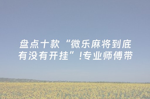 盘点十款“微乐麻将到底有没有开挂”!专业师傅带你一起了解（详细教程）-抖音