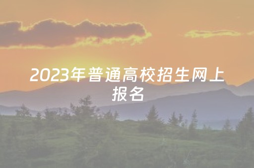 2023年普通高校招生网上报名（2023年普通高校招生网上报名怎么报）