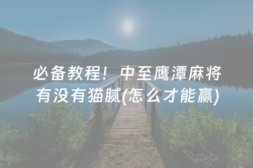 必备教程！中至鹰潭麻将有没有猫腻(怎么才能赢)