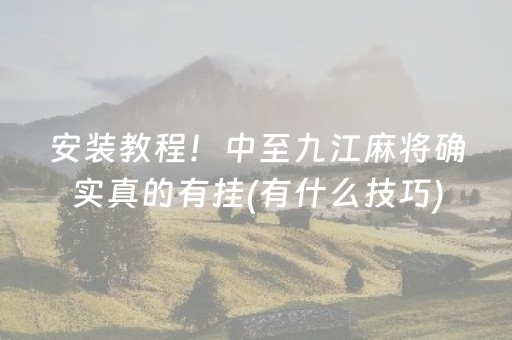 安装教程！中至九江麻将确实真的有挂(有什么技巧)