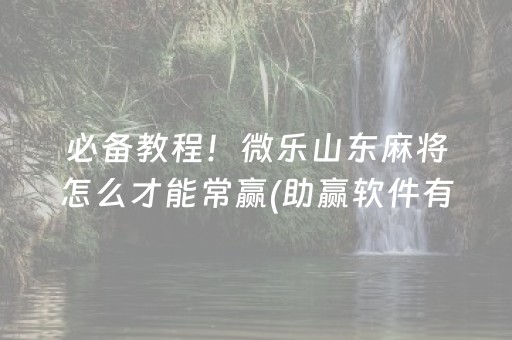 必备教程！微乐山东麻将怎么才能常赢(助赢软件有规律吗)