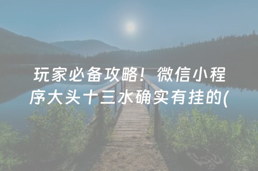 玩家必备攻略！微信小程序大头十三水确实有挂的(有什么规律)