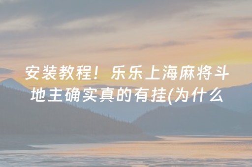 安装教程！乐乐上海麻将斗地主确实真的有挂(为什么老是输)