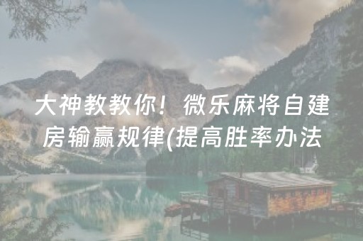 大神教教你！微乐麻将自建房输赢规律(提高胜率办法)