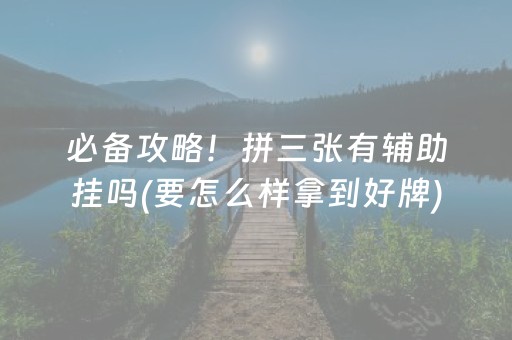 必备攻略！拼三张有辅助挂吗(要怎么样拿到好牌)