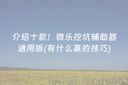 介绍十款！微乐挖坑辅助器通用版(有什么赢的技巧)