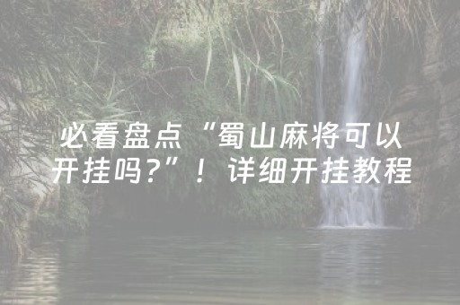 必看盘点“蜀山麻将可以开挂吗?”！详细开挂教程（确实真的有挂)-抖音