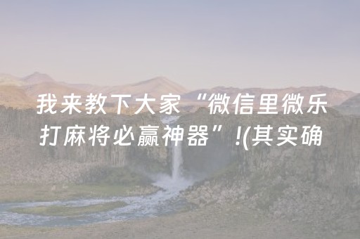 我来教下大家“微信里微乐打麻将必赢神器”!(其实确实有挂)-抖音