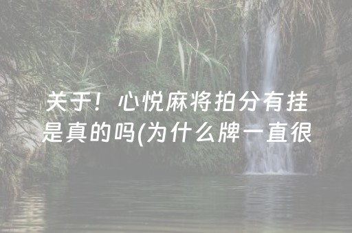 关于！心悦麻将拍分有挂是真的吗(为什么牌一直很差)