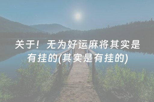 关于！无为好运麻将其实是有挂的(其实是有挂的)