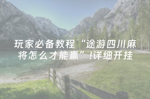 玩家必备教程“途游四川麻将怎么才能赢”!详细开挂教程-抖音