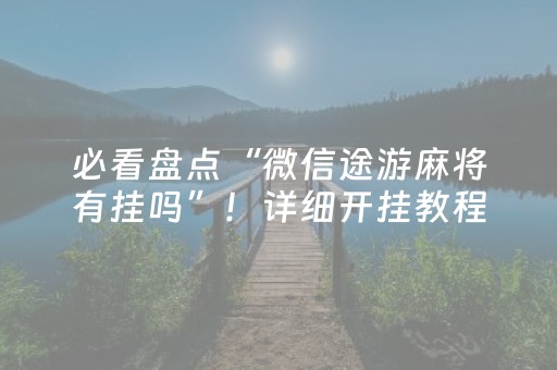 必看盘点“微信途游麻将有挂吗”！详细开挂教程（确实真的有挂)-抖音