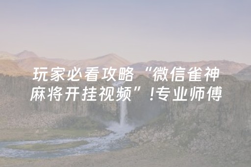 玩家必看攻略“微信雀神麻将开挂视频”!专业师傅带你一起了解（详细教程）-抖音