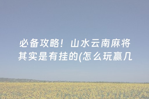 必备攻略！山水云南麻将其实是有挂的(怎么玩赢几率大)