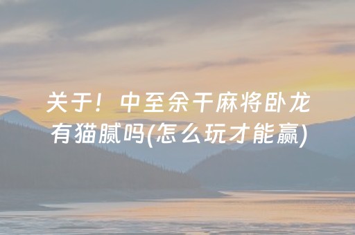 关于！中至余干麻将卧龙有猫腻吗(怎么玩才能赢)