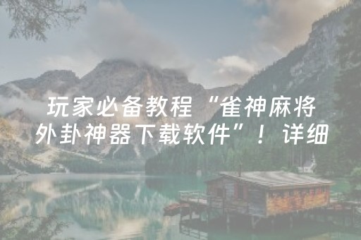 玩家必备教程“雀神麻将外卦神器下载软件”！详细开挂教程（确实真的有挂)-抖音