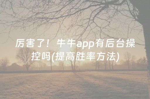 厉害了！牛牛app有后台操控吗(提高胜率方法)