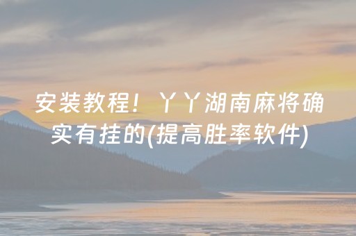 安装教程！丫丫湖南麻将确实有挂的(提高胜率软件)