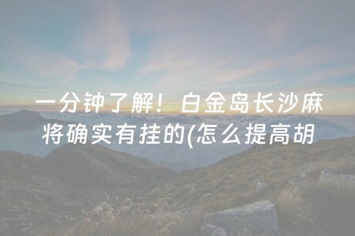 一分钟了解！白金岛长沙麻将确实有挂的(怎么提高胡牌率)