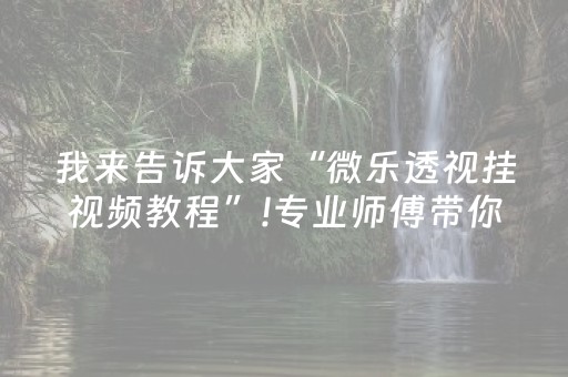 我来告诉大家“微乐透视挂视频教程”!专业师傅带你一起了解（详细教程）-抖音