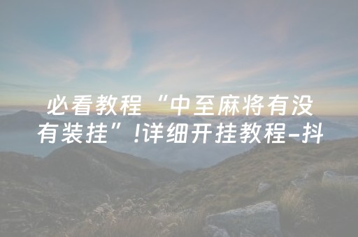 必看教程“中至麻将有没有装挂”!详细开挂教程-抖音