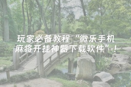 玩家必备教程“微乐手机麻将开挂神器下载软件”！详细开挂教程（确实真的有挂)-抖音