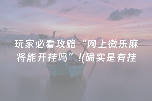 玩家必看攻略“网上微乐麻将能开挂吗”!(确实是有挂)-抖音