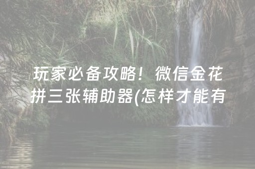 玩家必备攻略！微信金花拼三张辅助器(怎样才能有好牌)