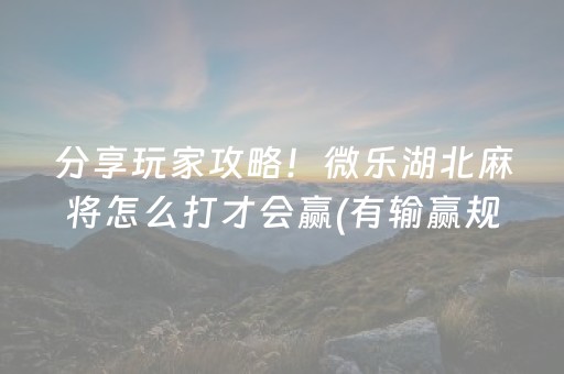 分享玩家攻略！微乐湖北麻将怎么打才会赢(有输赢规律吗)