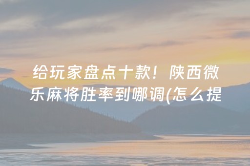 给玩家盘点十款！陕西微乐麻将胜率到哪调(怎么提高胜率)