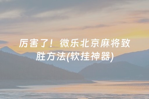 厉害了！微乐北京麻将致胜方法(软挂神器)