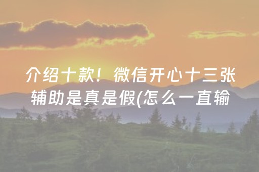 介绍十款！微信开心十三张辅助是真是假(怎么一直输)