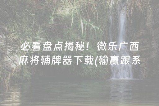 必看盘点揭秘！微乐广西麻将辅牌器下载(输赢跟系统有关系吗)