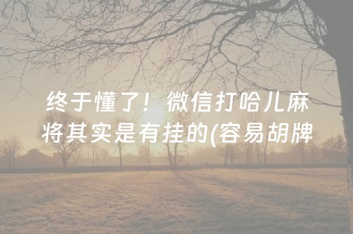 终于懂了！微信打哈儿麻将其实是有挂的(容易胡牌的技巧)