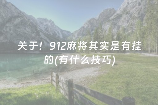 关于！912麻将其实是有挂的(有什么技巧)