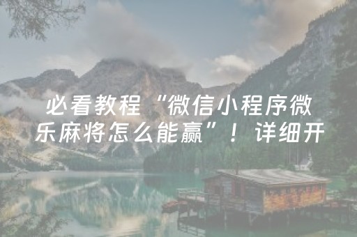 必看教程“微信小程序微乐麻将怎么能赢”！详细开挂教程（确实真的有挂)-抖音