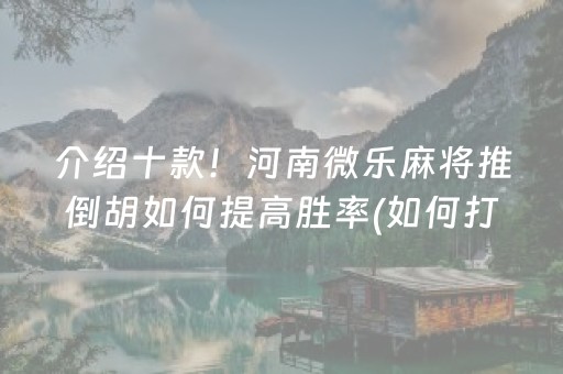 介绍十款！河南微乐麻将推倒胡如何提高胜率(如何打赢有插件吗)