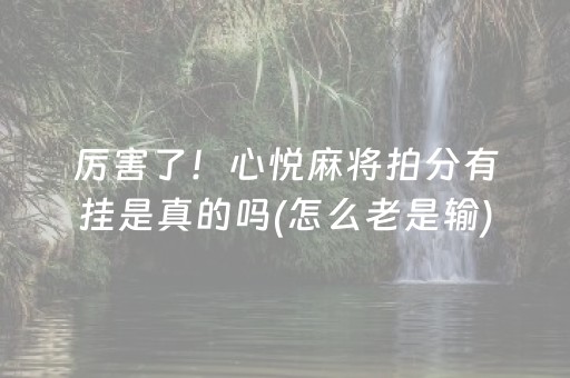 厉害了！心悦麻将拍分有挂是真的吗(怎么老是输)