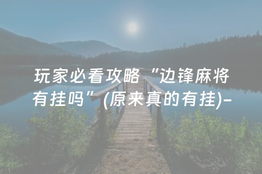 玩家必看攻略“边锋麻将有挂吗”(原来真的有挂)-抖音