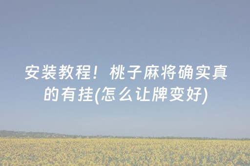 安装教程！桃子麻将确实真的有挂(怎么让牌变好)