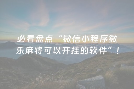 必看盘点“微信小程序微乐麻将可以开挂的软件”!(其实确实有挂)-抖音