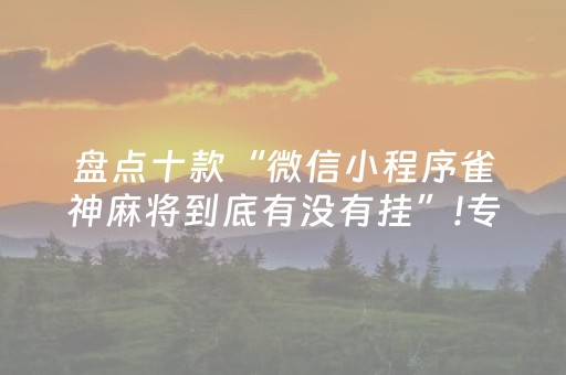 盘点十款“微信小程序雀神麻将到底有没有挂”!专业师傅带你一起了解（详细教程）-抖音