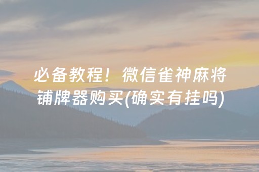 必备教程！微信雀神麻将铺牌器购买(确实有挂吗)