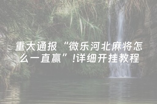 重大通报“微乐河北麻将怎么一直赢”!详细开挂教程-抖音