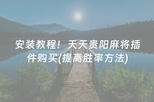 安装教程！天天贵阳麻将插件购买(提高胜率方法)