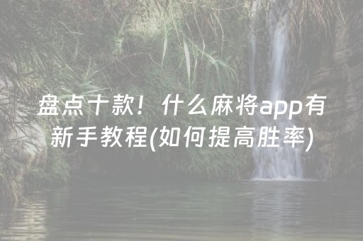 盘点十款！什么麻将app有新手教程(如何提高胜率)