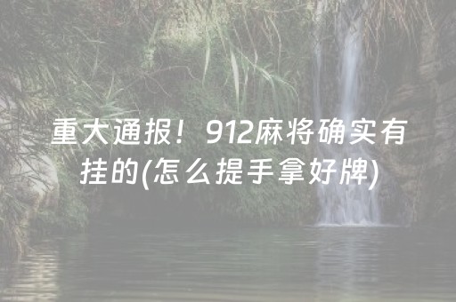 重大通报！912麻将确实有挂的(怎么提手拿好牌)