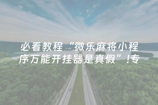 必看教程“微乐麻将小程序万能开挂器是真假”!专业师傅带你一起了解（详细教程）-抖音