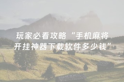 玩家必看攻略“手机麻将开挂神器下载软件多少钱”!(确实是有挂)-抖音